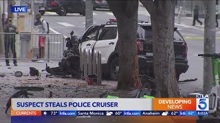 Man steals LAPD patrol vehicle with officer still inside