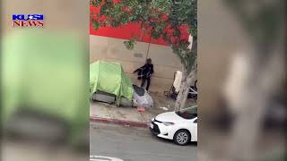 Angry homeless man swings large knife in downtown San Diego