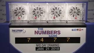 Midday Numbers Game Drawing: Sunday, January 21, 2018