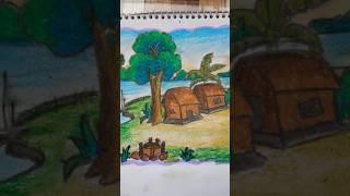 Village scenario/how to draw a village  /গ্রামের দৃশ্য আঁকা