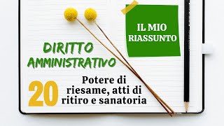 Diritto Amministrativo - Capitolo 20: potere di riesame, atti di ritiro e sanatoria