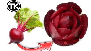 How to Make Simple Beetroot Flower Carving bye Khan Chef Kitchen