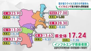 宮城県のインフルエンザ感染者数　引き続き高い水準