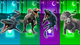 🦕Jurassic world | Brachiosaurus🆚Trex🆚Stegosaurus🆚Triceratops | Coffin Dance Song TilesHop