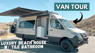 Ultimate Luxury Van w/ bathroom, custom slat wood ceiling, & functional/beautiful layout! | VAN TOUR