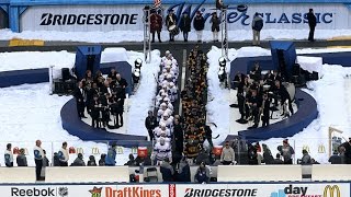 Canadiens and Bruins enter the rink at Gillette Stadium