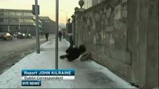 Man Falls on Ice in Dublin On RTE news