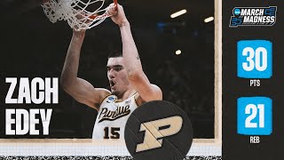 Zach Edey dominates with 30 points, 21 rebounds in NCAA tournament