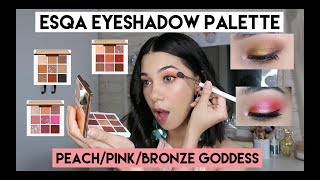 Tutorial ESQA Eyeshadow Palette Peach Goddess  + Review + Swatch | SHE&CAT