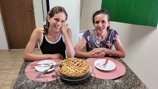 FIZ TORTA DE MAÇÃ PELA PRIMEIRA VEZ PARA PROVAR COM MINHA MÃE