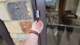 How to adjust glass door pivot hinges to allow the locking mechanism to latch with vertical linkage