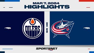 NHL Highlights | Oilers vs. Blue Jackets - March 7, 2024