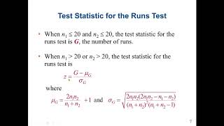 Non-parametric Tests --The Runs Test: Use the runs test to determine whether a data set is random