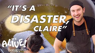 Brad and Claire Make Doughnuts Part 2: The Disaster | It’s Alive | Bon Appétit