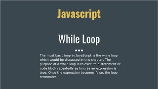 How to use while loop in javascript | Learn javascript part-10
