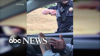 Tense showdown during traffic stop along a California highway