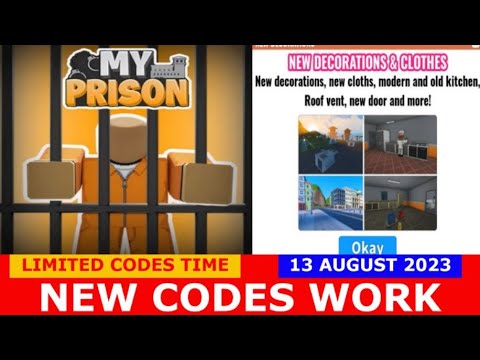 *NEW UPDATE CODES* [DECORATIONS] My Prison ROBLOX LIMITED CODES TIME ALL CODES 13 AUGUST 2023