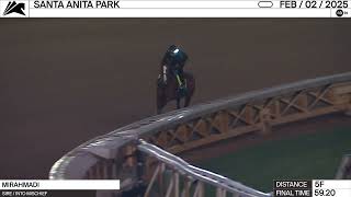 Work of the Day at Santa Anita Park: Mirahmadi worked 5 Furlongs in 59.20 on February 2nd, 2025