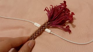 ASMR Rubbing Apple Earphone Mic with King Coral (Celosia) flower/Tingly/No Talking 😊