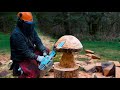 Mushroom chainsaw wood carving