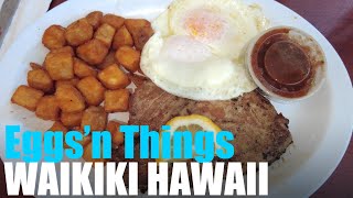 【4k 60fps】 Worth to Visit??? Eggs'n Things near Waikiki Beach, Honolulu, Hawaii