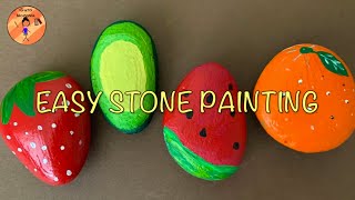 Strawberry, Avocado,Watermelon and Orange Stone Painting Tutorial. (Step by step)