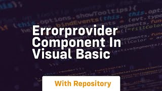 Errorprovider component in visual basic