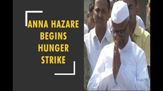 Anna Hazare sits on indefinite hunger strike in Delhi's Ramlila Maidan