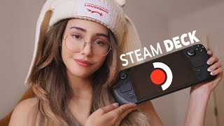 ASMR hands on with the Steam Deck OLED handheld | unboxing, playing video games | Casual Review 🎮