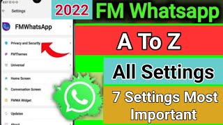 FM Whatsapp 7 Important Basic Settings In Hindi & Urdu | Whatsapp Setting | Privacy and Security