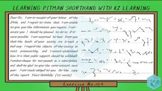 Pitman Shorthand - Exercise No.189 Dictation (85 WPM) - KZ Learning