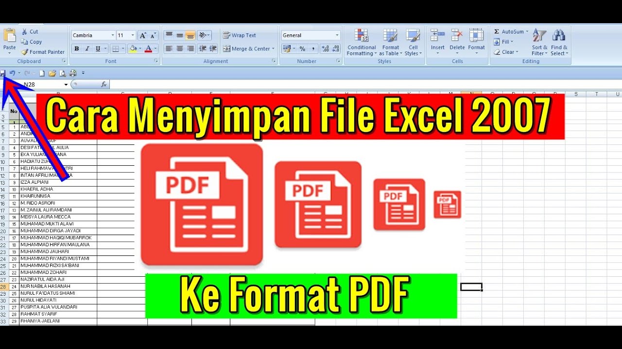 Cara Menyimpan File Excel 2007 Ke Format Pdf - YouTube