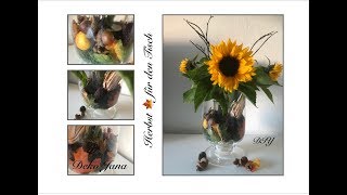 DIY:herbstliche Deko Idee mit Sonnenblumen und Naturmaterialien🍁🍂 (How to) / Deko Jana