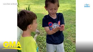 Kid finds frog in his backyard and loses his mind