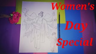 Mother is a super women /How to draw Women's day special drawing/women's empowerment/pencil drawing