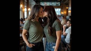 Two Friends Share a Kiss at a Bar: A Spontaneous Moment of Affection #wlw #kiss #love #kissing