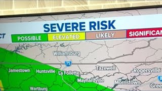 Monday: A few strong storms are possible this afternoon and evening