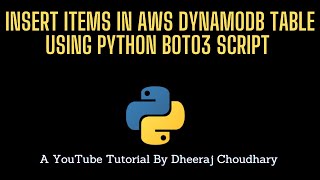 Put Items In DynamoDB Table Using Boto3 Script