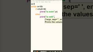 WHILE LOOP ODD EVEN // PROGRAM IN PYTHON ODD NUMBER AND EVEN NUMBER//BASIC PROGRAM WITH WHILE LOOP