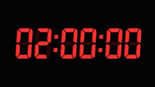 2 Hours Digital Countdown Timer | Black Background | Red Text | No Sounds