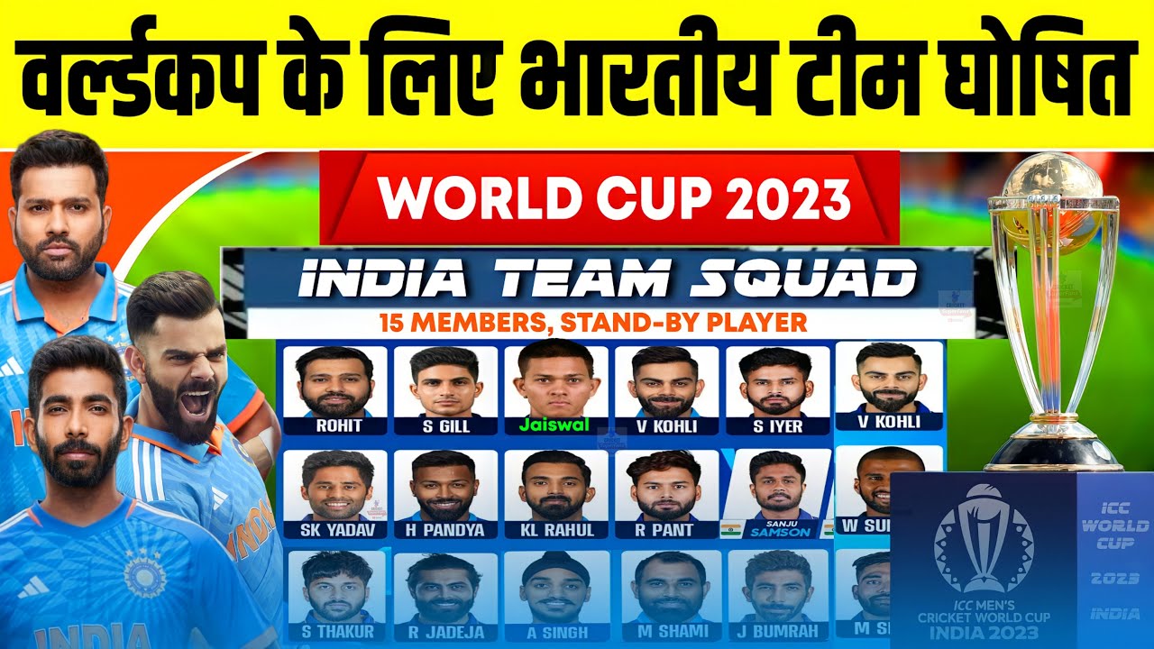 India Team Squad For ICC World Cup 2023 | India 15 Members Squad In ...