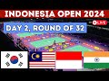 🔴Live : Indonesia Open 2024 | Day 2, Round of 32 | Malaysia , Indonesia, India, Singapore