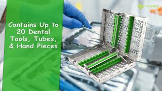 Cynamed Instrument Sterilization Cassette: 20 Dental Tools, Locking Tray, Removable Silicone