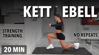 20 Minute Full Body Kettlebell Workout - No Repeat, Strength training - Build Muscle Burn Fat