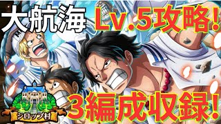 【トレクル】新超フェス限エース登場で難易度大崩壊！？大航海 シロップ村 Lv.5を3つの編成で完全攻略！【総集編】