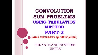 5.4 Convolution sum problems | Convolution sum using tabulation method | solved examples part 2