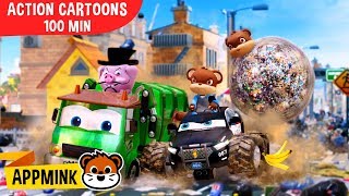 appMink Garbage Truck Police Car Police Helicopter Car Animations for kids