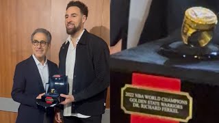 Klay gifted Dr Ferkel a 2022 Warriors championship ring for repairing his Achilles in 2020