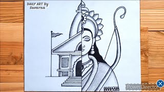 Bhagwan Sri Ram Ji Half Face With Temple Drawing Easy | Bhagwan Ram Drawing | God Drawing