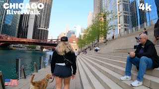 [4K] CHICAGO, ILLINIOS 🇺🇸 - RIVERWALK, WALKING TOUR - SPRING 2023